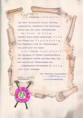 Gruendungsurkunde der KKG Löstige Paulaner von 1949 e.V. 